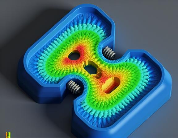 機械部品の応力解析を示す3Dコンピューターシミュレーション