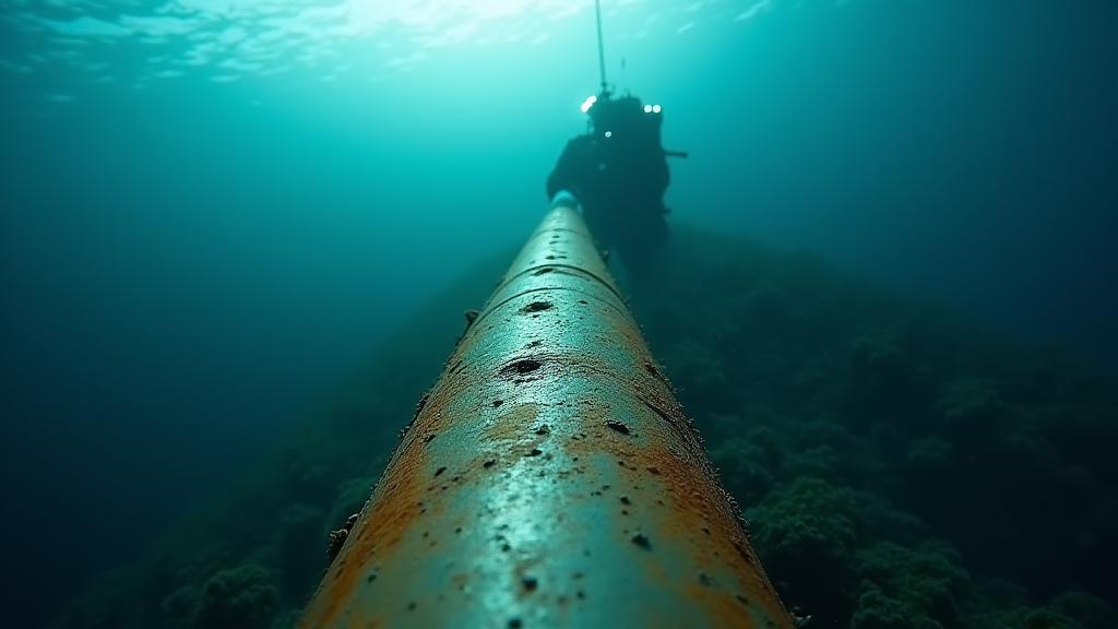 腐食検査を受ける海中パイプライン